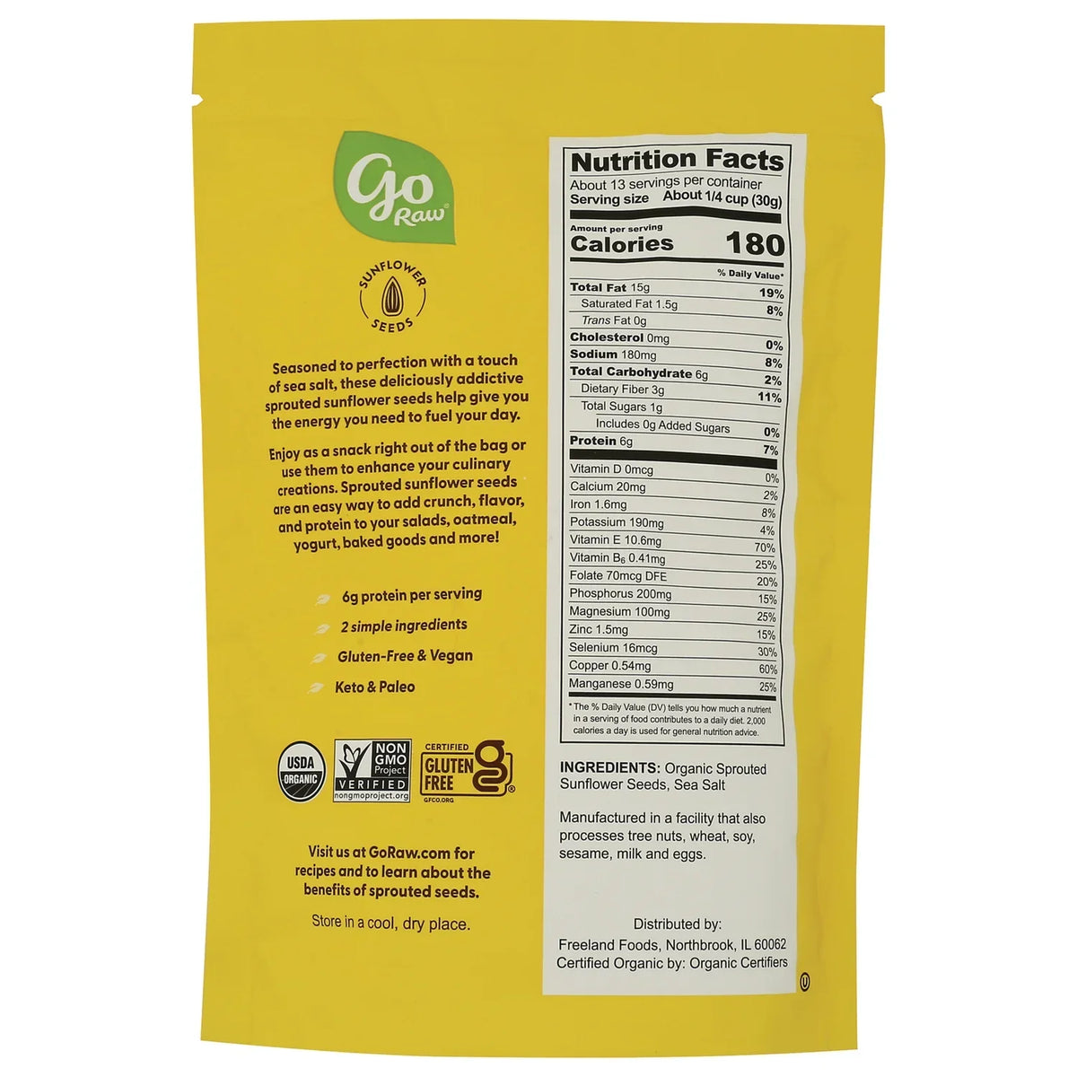 Organic Sprouted Sunflower Seeds with Sea Salt