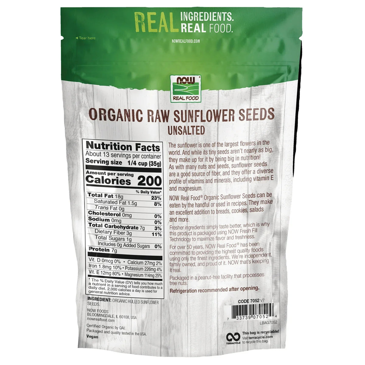 Organic Unsalted Raw Sunflower Seeds