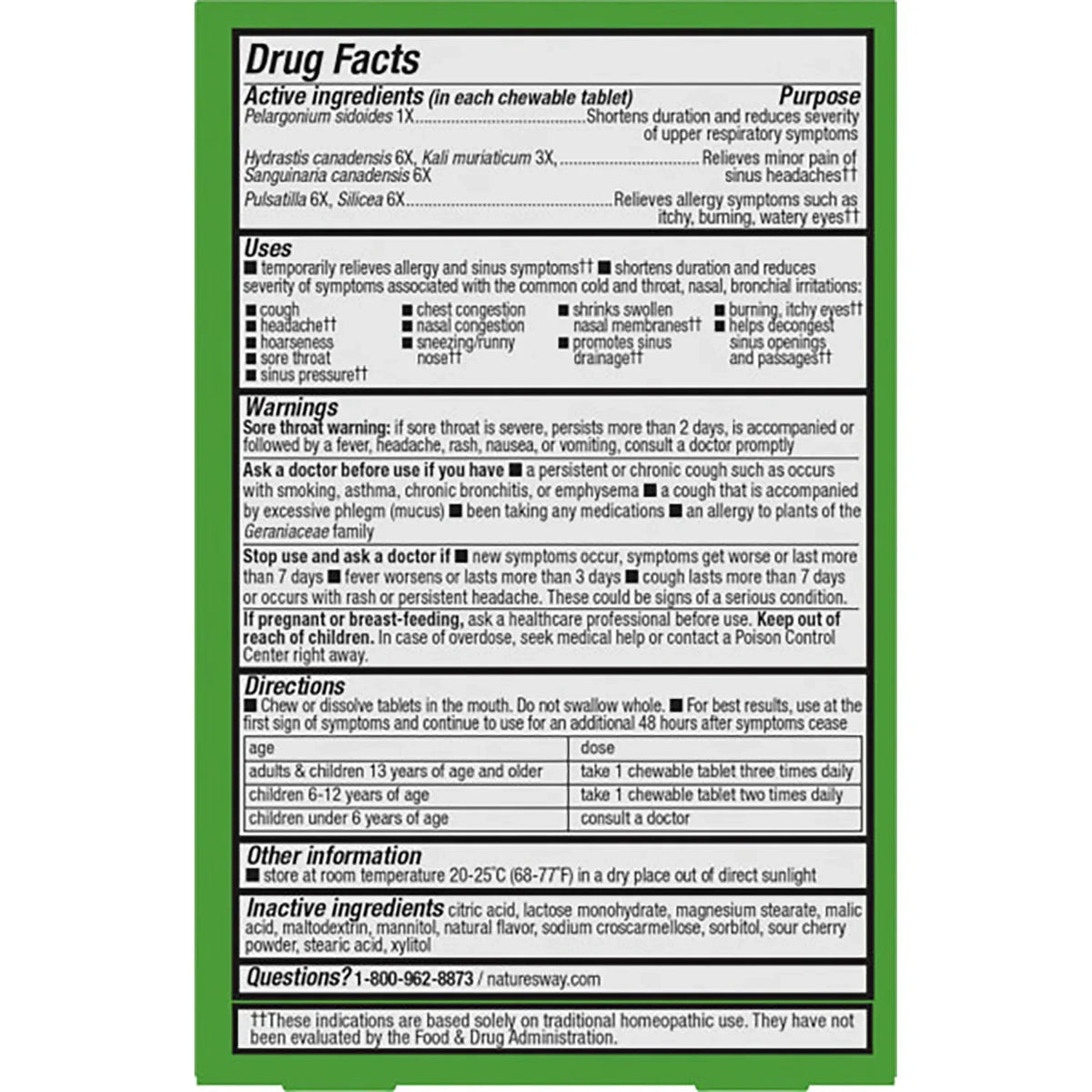 Umcka Allergy + Sinus Relief Chewables - Cherry
