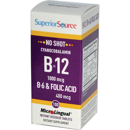 B-12 Cyanocobalamin with B-6 & Folic Acid