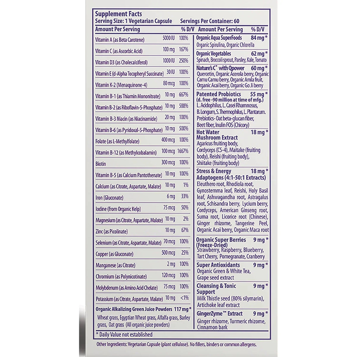 Earth's Blend One Daily Superfood Multivitamin with Iron
