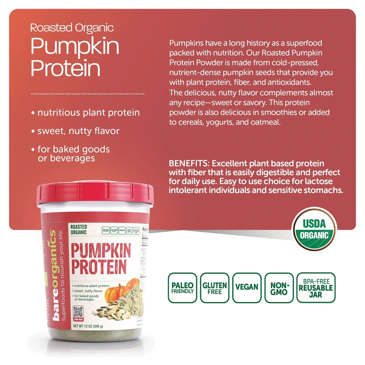 Roasted Organic Pumpkin Protein Powder