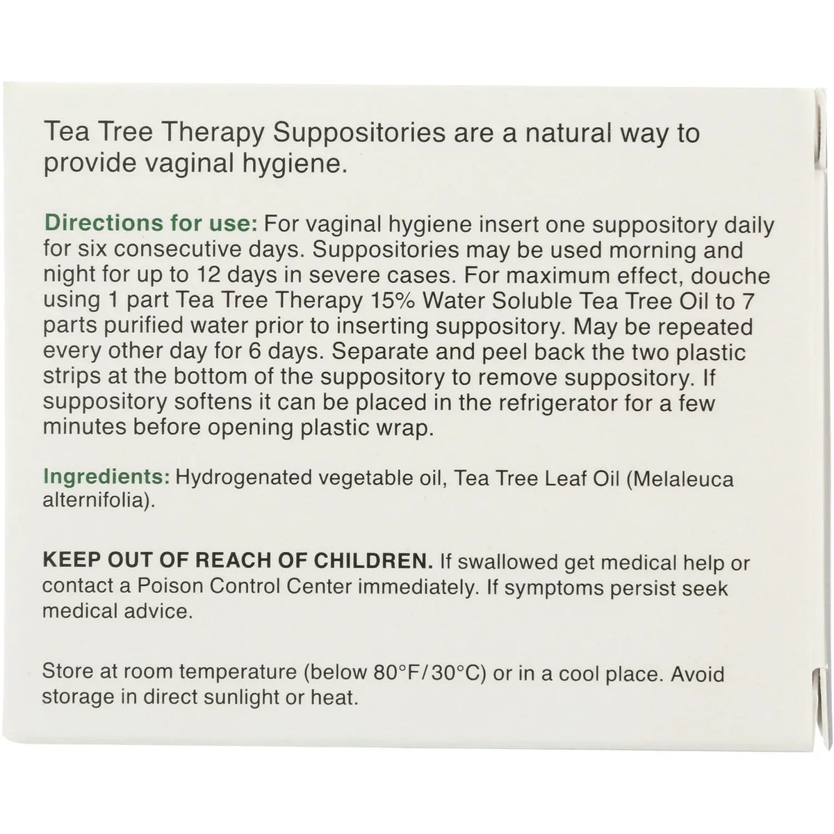 Vaginal Suppositories with Tea Tree Oil