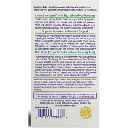 Earth's Blend One Daily Superfood Multivitamin with Iron
