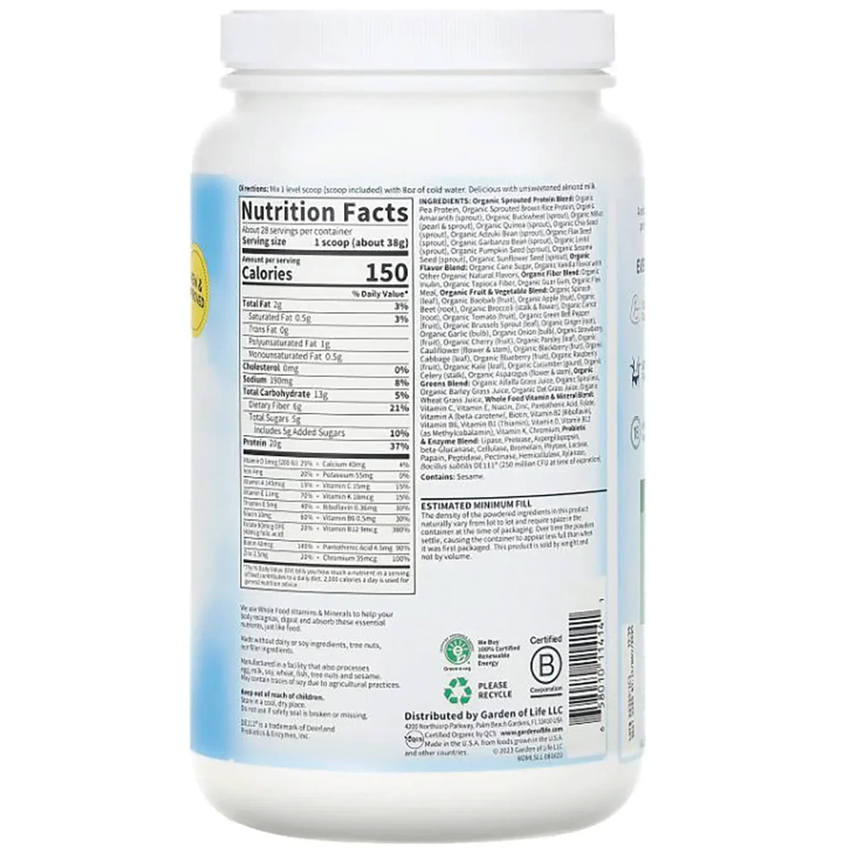Raw Organic Meal Plant-Based - Lightly Sweet