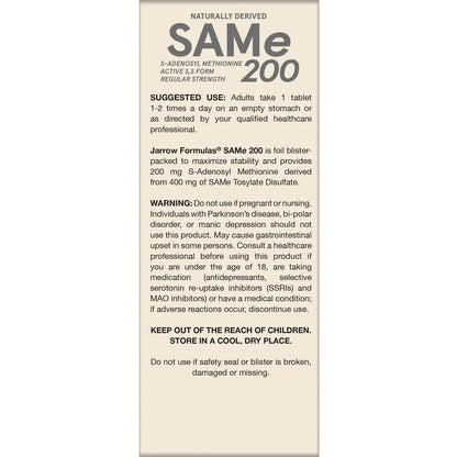 Vegan Naturally Derived SAMe 200 Regular Strength