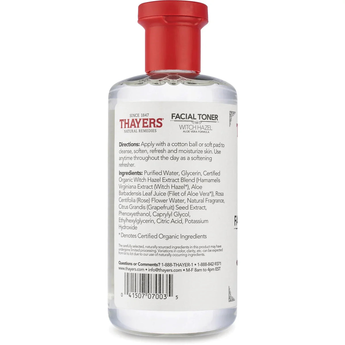 Facial Toner Witch Hazel Aloe Vera Formula - Rose Petal