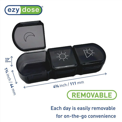 Ezy Dose Pill Organizer Weekly 3x/Day Medtime Planner Black